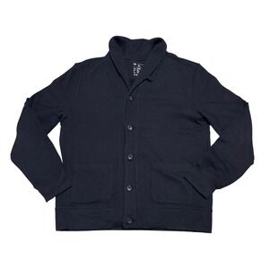 Gap Mens XL Navy Blue Cotton Shawl Collar Button Front Cardigan Sweatshirt